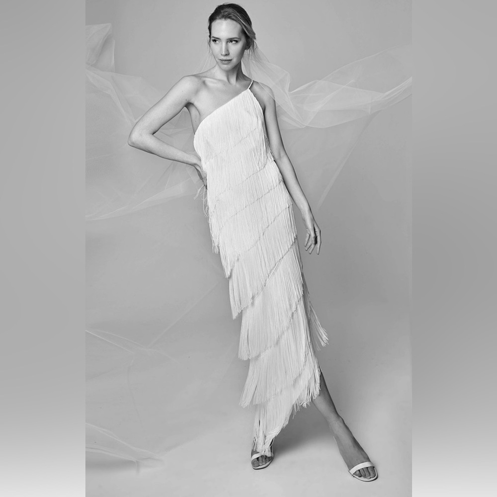 Asymmetric fringe dress